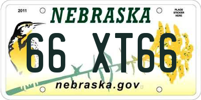 NE license plate 66XT66