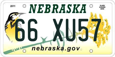 NE license plate 66XU57