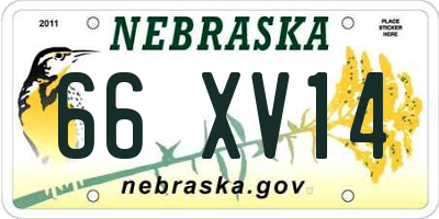 NE license plate 66XV14