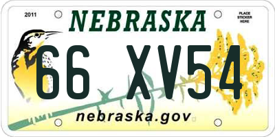 NE license plate 66XV54