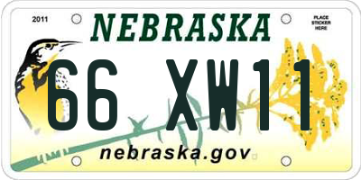NE license plate 66XW11