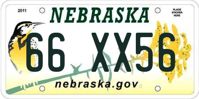 NE license plate 66XX56
