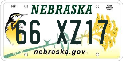 NE license plate 66XZ17