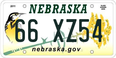NE license plate 66XZ54