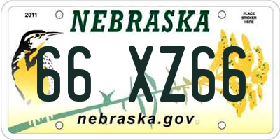 NE license plate 66XZ66