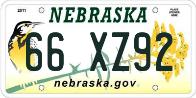 NE license plate 66XZ92