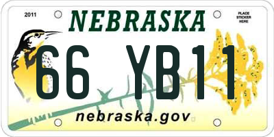 NE license plate 66YB11