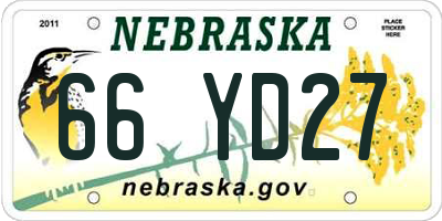 NE license plate 66YD27