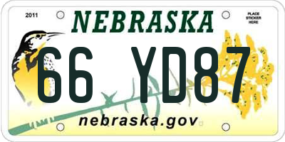 NE license plate 66YD87