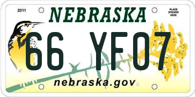 NE license plate 66YF07