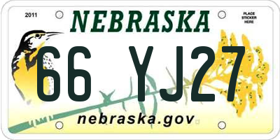 NE license plate 66YJ27