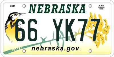 NE license plate 66YK77