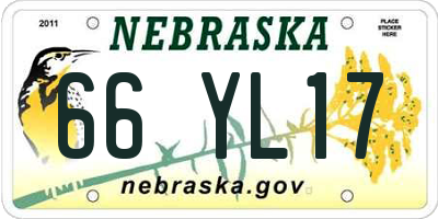 NE license plate 66YL17