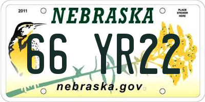 NE license plate 66YR22