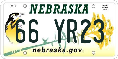 NE license plate 66YR23