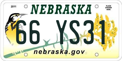 NE license plate 66YS31