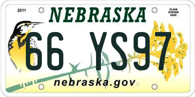 NE license plate 66YS97