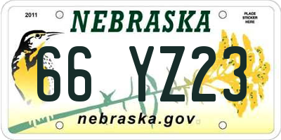 NE license plate 66YZ23