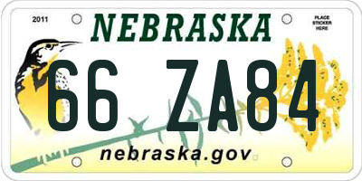 NE license plate 66ZA84