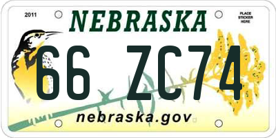 NE license plate 66ZC74