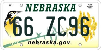 NE license plate 66ZC96