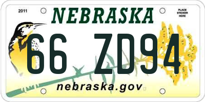NE license plate 66ZD94