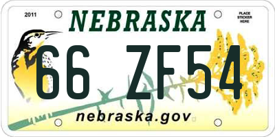 NE license plate 66ZF54