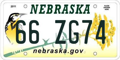 NE license plate 66ZG74