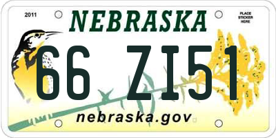 NE license plate 66ZI51