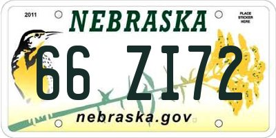 NE license plate 66ZI72