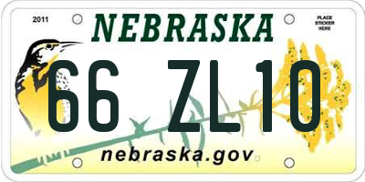 NE license plate 66ZL10