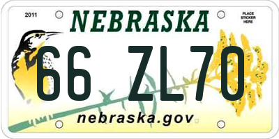 NE license plate 66ZL70