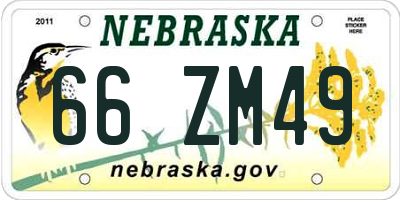 NE license plate 66ZM49