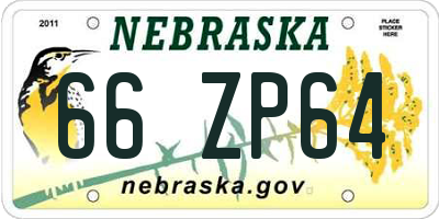 NE license plate 66ZP64