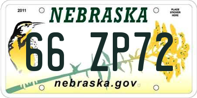 NE license plate 66ZP72