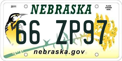 NE license plate 66ZP97
