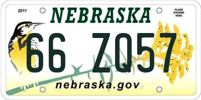 NE license plate 66ZQ57