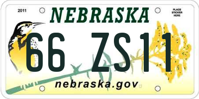NE license plate 66ZS11