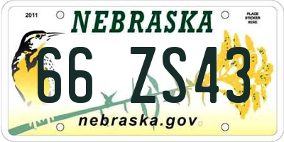 NE license plate 66ZS43