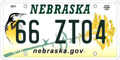 NE license plate 66ZT04