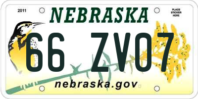 NE license plate 66ZV07