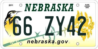 NE license plate 66ZY42