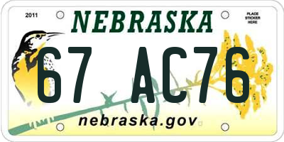 NE license plate 67AC76