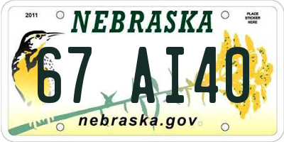 NE license plate 67AI40