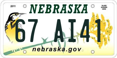 NE license plate 67AI41