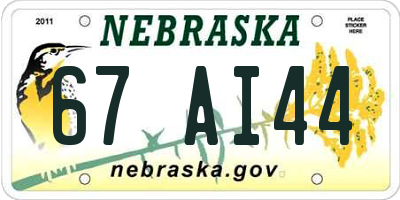 NE license plate 67AI44