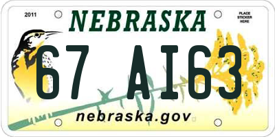 NE license plate 67AI63