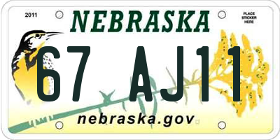 NE license plate 67AJ11