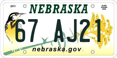NE license plate 67AJ21