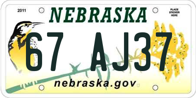 NE license plate 67AJ37